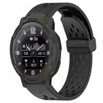 For Garmin Instinct Crossover Solar 22mm Folding Buckle Hole Silicone Watch Band(Black)