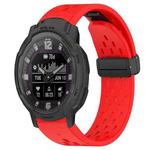 For Garmin Instinct Crossover Solar 22mm Folding Buckle Hole Silicone Watch Band(Red)