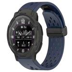 For Garmin Instinct Crossover Solar 22mm Folding Buckle Hole Silicone Watch Band(Midnight Blue)