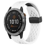 For Garmin Fenix 7 22mm Folding Buckle Hole Silicone Watch Band(White)