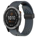 For Garmin Fenix 7 22mm Folding Buckle Hole Silicone Watch Band(Dark Gray)