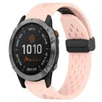 For Garmin Fenix 7 22mm Folding Buckle Hole Silicone Watch Band(Pink)