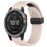 For Garmin Fenix 7 22mm Folding Buckle Hole Silicone Watch Band(Starlight Color)