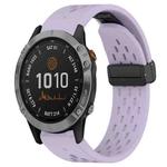 For Garmin Fenix 7 22mm Folding Buckle Hole Silicone Watch Band(Purple)