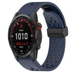 For Garmin Fenix 7 Solar 22mm Folding Buckle Hole Silicone Watch Band(Midnight Blue)