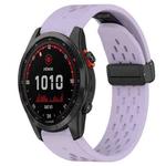 For Garmin Fenix 7 Solar 22mm Folding Buckle Hole Silicone Watch Band(Purple)