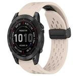 For Garmin Fenix 7 Sapphire Solar 22mm Folding Buckle Hole Silicone Watch Band(Starlight Color)