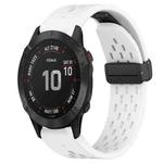 For Garmin Fenix 6 GPS 22mm Folding Buckle Hole Silicone Watch Band(White)