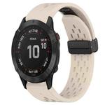 For Garmin Fenix 6 Pro GPS 22mm Folding Buckle Hole Silicone Watch Band(Starlight Color)