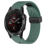 For Garmin Fenix 5 22mm Folding Buckle Hole Silicone Watch Band(Dark Green)