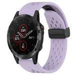 For Garmin Fenix 5 22mm Folding Buckle Hole Silicone Watch Band(Purple)