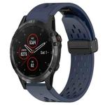 For Garmin Fenix 5 Plus Hole Folding Buckle 22mm Silicone Watch Band(Midnight Blue)