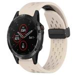 For Garmin Fenix 5 Plus 22mm Folding Buckle Hole Silicone Watch Band(Starlight Color)