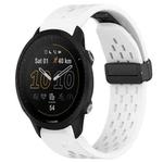 For Garmin Forerunner 955 22mm Folding Buckle Hole Silicone Watch Band(White)
