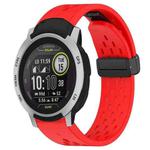 For Garmin Instinct Hole Folding Buckle 22mm Silicone Watch Band(Red)