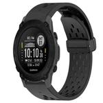 For Garmin Descent G1 22mm Folding Buckle Hole Silicone Watch Band(Black)