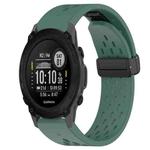 For Garmin Descent G1 22mm Folding Buckle Hole Silicone Watch Band(Dark Green)