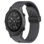 For Garmin MARQ Commander 22mm Folding Buckle Hole Silicone Watch Band(Dark Gray)