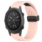 For Garmin MARQ Commander 22mm Folding Buckle Hole Silicone Watch Band(Pink)