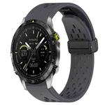 For Garmin MARQ Athlete 22mm Folding Buckle Hole Silicone Watch Band(Dark Gray)