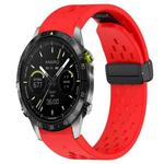 For Garmin MARQ Athlete Hole Folding Buckle 22mm Silicone Watch Band(Red)