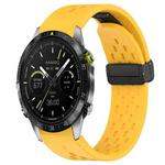 For Garmin MARQ Athlete 22mm Folding Buckle Hole Silicone Watch Band(Yellow)