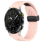 For Garmin MARQ Athlete 22mm Folding Buckle Hole Silicone Watch Band(Pink)