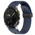 For Garmin MARQ Athlete Hole Folding Buckle 22mm Silicone Watch Band(Midnight Blue)