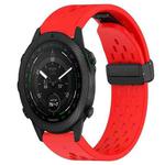 For Garmin MARQ Golfer 22mm Folding Buckle Hole Silicone Watch Band(Red)