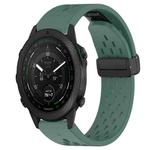 For Garmin MARQ Golfer 22mm Folding Buckle Hole Silicone Watch Band(Dark Green)