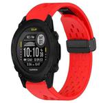 For Garmin Descent G1 Solar 22mm Folding Buckle Hole Silicone Watch Band(Red)