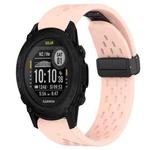 For Garmin Descent G1 Solar 22mm Folding Buckle Hole Silicone Watch Band(Pink)