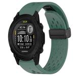 For Garmin Descent G1 Solar 22mm Folding Buckle Hole Silicone Watch Band(Dark Green)