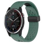 For Garmin Quatix 7 22mm Folding Buckle Hole Silicone Watch Band(Dark Green)