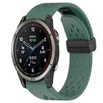 For Garmin Quatix 7 Pro 22mm Folding Buckle Hole Silicone Watch Band(Dark Green)