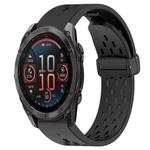 For Garmin Fenix 8 AMOLED 47mm Hole Folding Buckle 22mm Silicone Watch Band(Black)