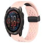 For Garmin Fenix 8 AMOLED 47mm Hole Folding Buckle 22mm Silicone Watch Band(Pink)