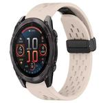 For Garmin Fenix 8 AMOLED 47mm Hole Folding Buckle 22mm Silicone Watch Band(Starlight Color)