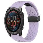 For Garmin Fenix 8 AMOLED 47mm Hole Folding Buckle 22mm Silicone Watch Band(Purple)