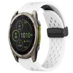 For Garmin Fenix 8 MIP 47mm Hole Folding Buckle 22mm Silicone Watch Band(White)