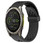 For Garmin Fenix 8 MIP 47mm Hole Folding Buckle 22mm Silicone Watch Band(Black)