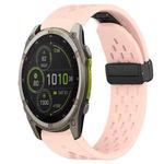 For Garmin Fenix 8 MIP 47mm Hole Folding Buckle 22mm Silicone Watch Band(Pink)