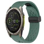 For Garmin Fenix 8 MIP 47mm Hole Folding Buckle 22mm Silicone Watch Band(Dark Green)