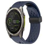 For Garmin Fenix 8 MIP 47mm Hole Folding Buckle 22mm Silicone Watch Band(Midnight Blue)