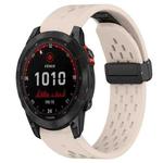 For Garmin Fenix 7X Solar 26mm Folding Buckle Hole Silicone Watch Band(Starlight Color)