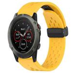 For Garmin Fenix 5X Sapphire 26mm Folding Buckle Hole Silicone Watch Band(Yellow)