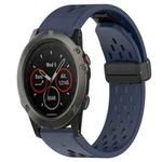 For Garmin Fenix 5X Sapphire 26mm Folding Buckle Hole Silicone Watch Band(Midnight Blue)