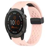 For Garmin Fenix 6X 26mm Folding Buckle Hole Silicone Watch Band(Pink)