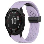 For Garmin Fenix 6X Sapphire 26mm Folding Buckle Hole Silicone Watch Band(Purple)