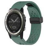 For Garmin D2 Charlie 26mm Folding Buckle Hole Silicone Watch Band(Dark Green)